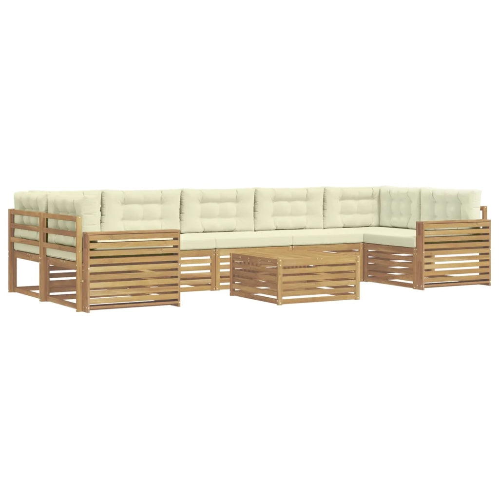 Set di divani da esterno 8 pz Bianco e Crema 3390210