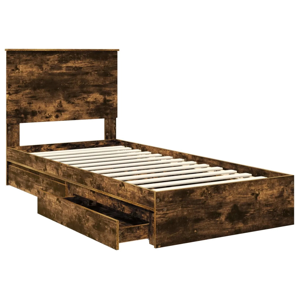 Letto con Contenitore Rovere fumé 75 x 190 cm Legno multistrato
