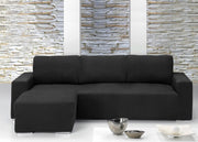 Copridivano Con Penisola Chaise Longue Tinta Unita Nero Mod Capri - Sinistra - Nero