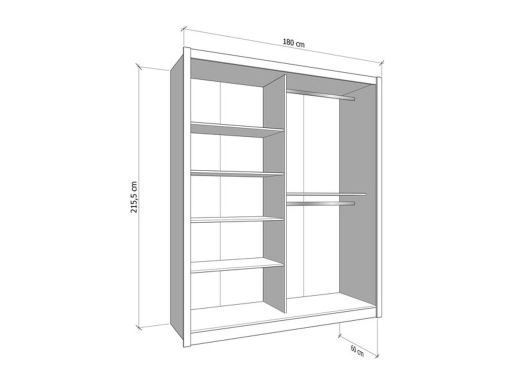 Armadio Camera da Letto Manfredi, Guardaroba Grande 5 Ripiani, 180x215.5h cm Bianco Crema