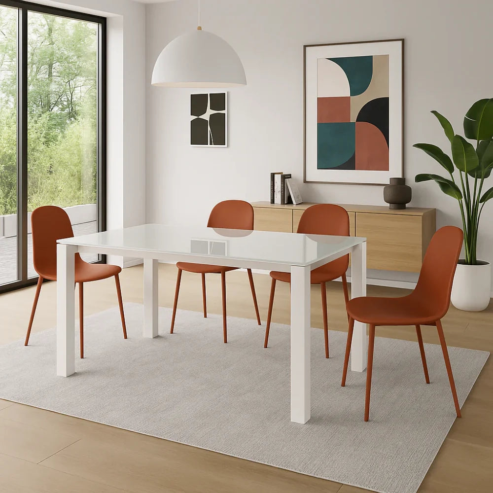 Tavolo da pranzo allungabile in vetro temperato bianco Function 120-170x80 cm fino a 8 posti | Duzzle