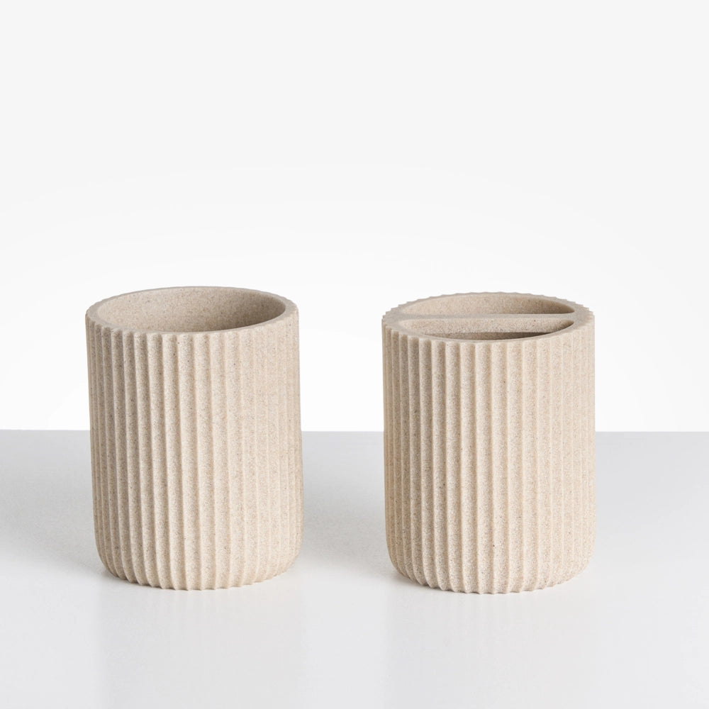 Set di 5 accessori in poliresina beige chiaro per il bagno stile elegante semplice