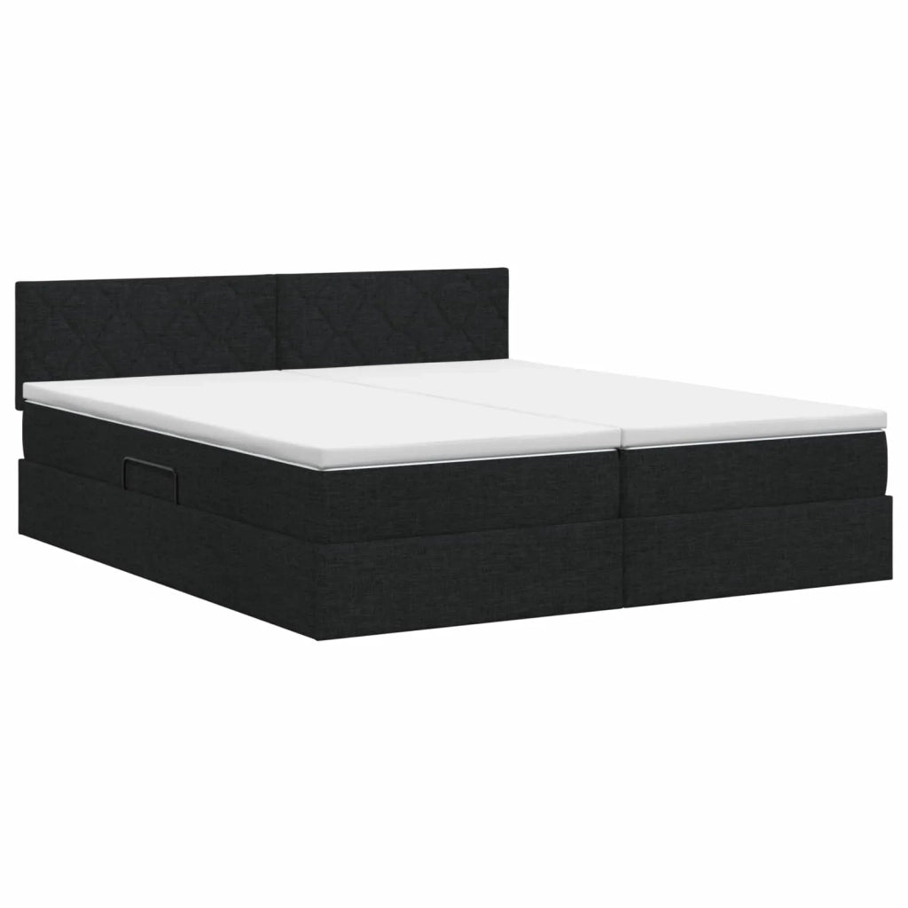 Letto con Contenitore con testiera 2 pz Nero Pelle Sintetica 3458921