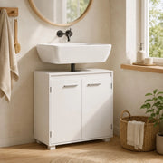 Mobile sottolavabo bianco 60 cm con ripiano regolabile e ritaglio a U