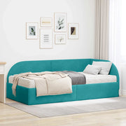 Struttura Letto Angolare con Materasso 2 pz-Giroletto con materasso Turchese Velluto 734202