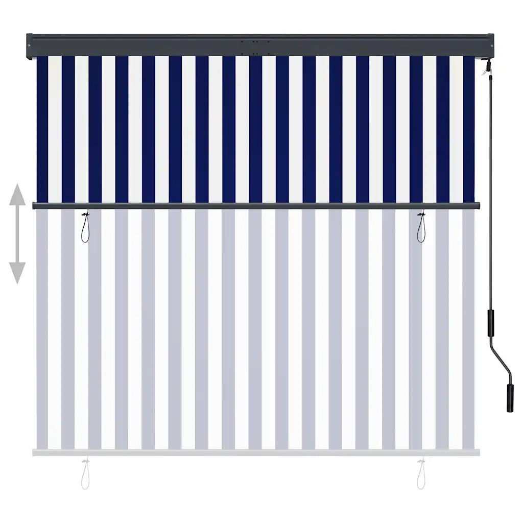 Tenda a Rullo per Esterni 160x250 cm Blu e Bianca 145973