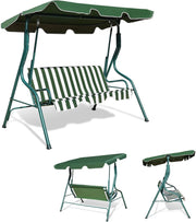 Dondolo da Giardino 3 Posti, Dondolo da Esterno in Metallo con Tetto Parasole Regolabile e Schienale, Dondolo da Balcone, per Patio, Terrazzo, Balcone, 172 x 110 x 154 cm (Verde)