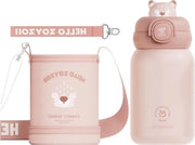 Flessa di acqua in acciaio inossidabile isolata con manico e cappuccio per bambini 450ml/9oz