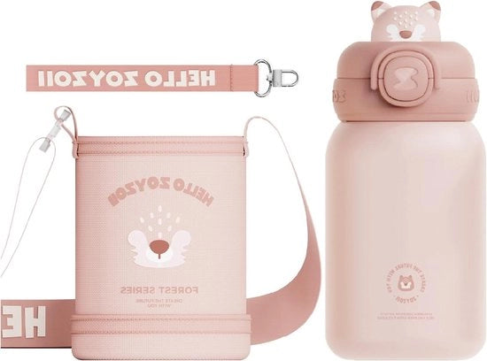 Flessa di acqua in acciaio inossidabile isolata con manico e cappuccio per bambini 450ml/9oz