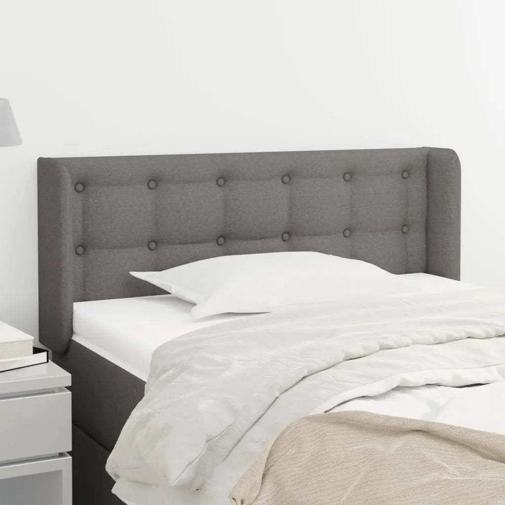 Testiera | Testata ad Orecchio Grigio Scuro 93x16x78/88 cm in Tessuto