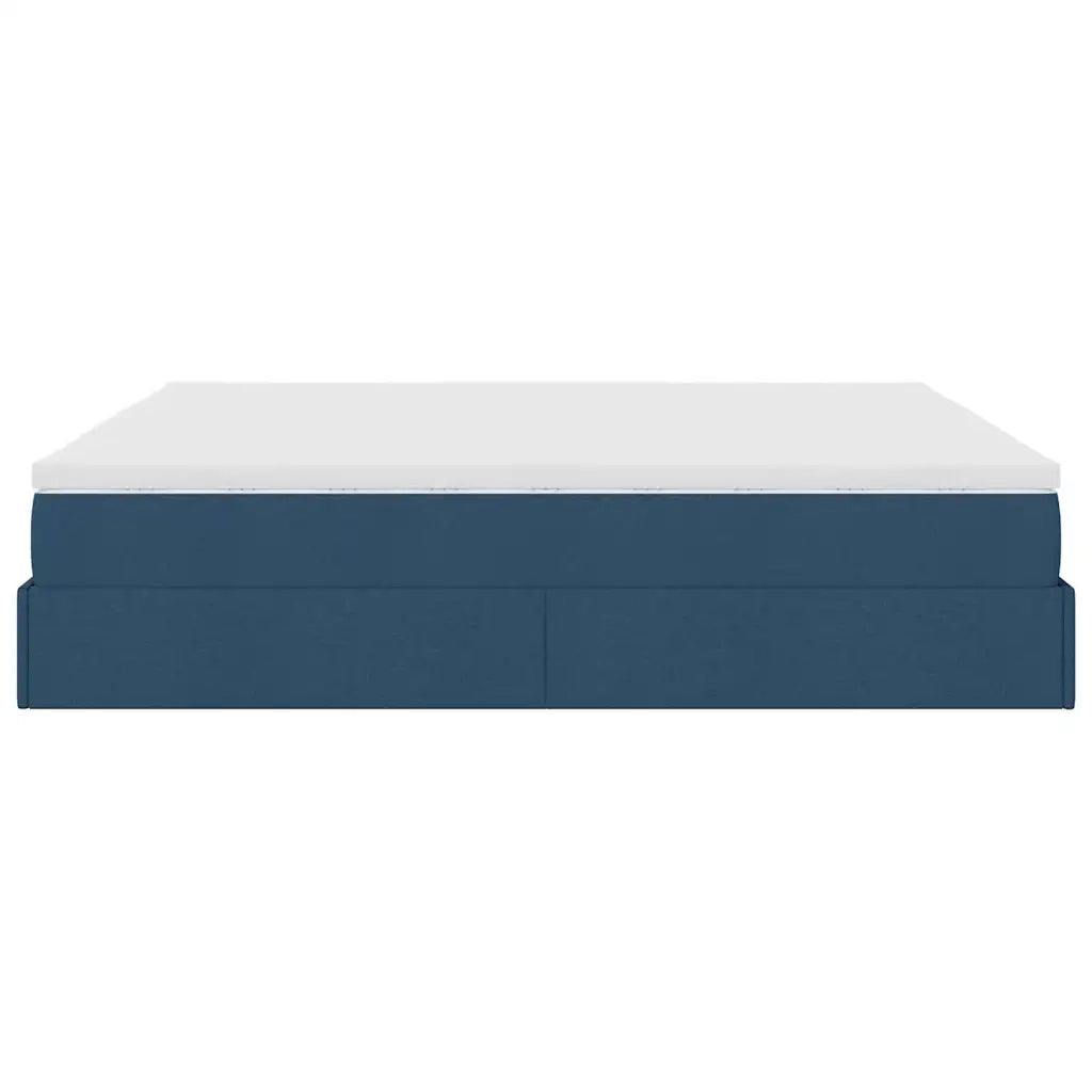 Struttura Letto Pouf con Materasso Blu 180x200cm in Tessuto 3311133