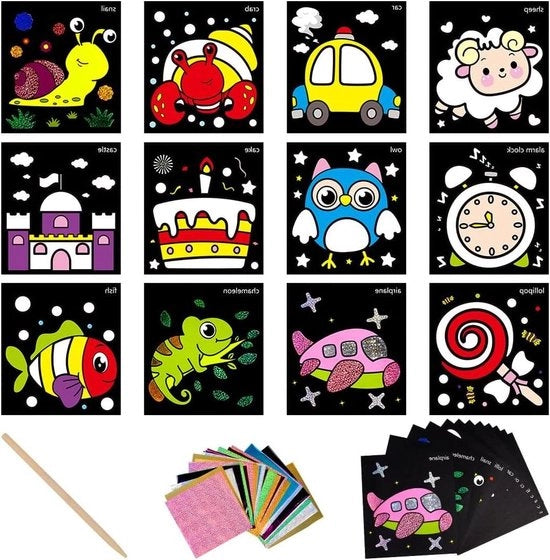 Set di adesivi colorati per bambini - Set di trasferimento glitter per hobby - Set di adesivi per carta - Set di adesivi per arte - Set di giocattoli creativi per viaggio - Set di giocattoli educativi fatti a mano - Regali per bambini.