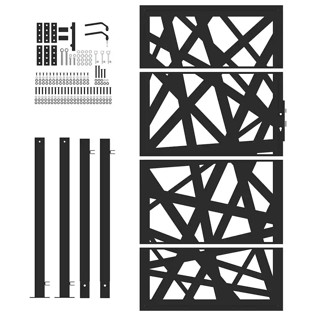 Cancello da giardino nero 100x175 cm in acciaio design leggero 4100952