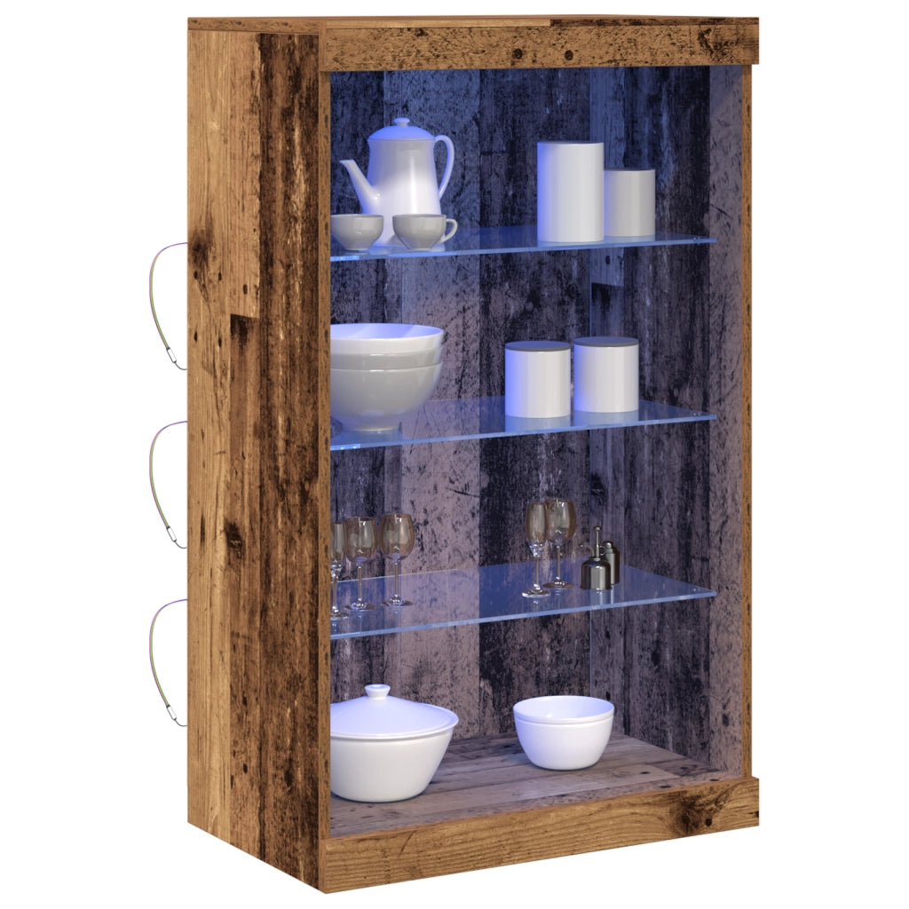 Mobile TV  con luci LED in legno vecchio 60,5x37x100 cm