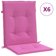 Cuscini per Sedia con Schienale Basso 6 pz | Cuscini per sedie Rosa in Tessuto