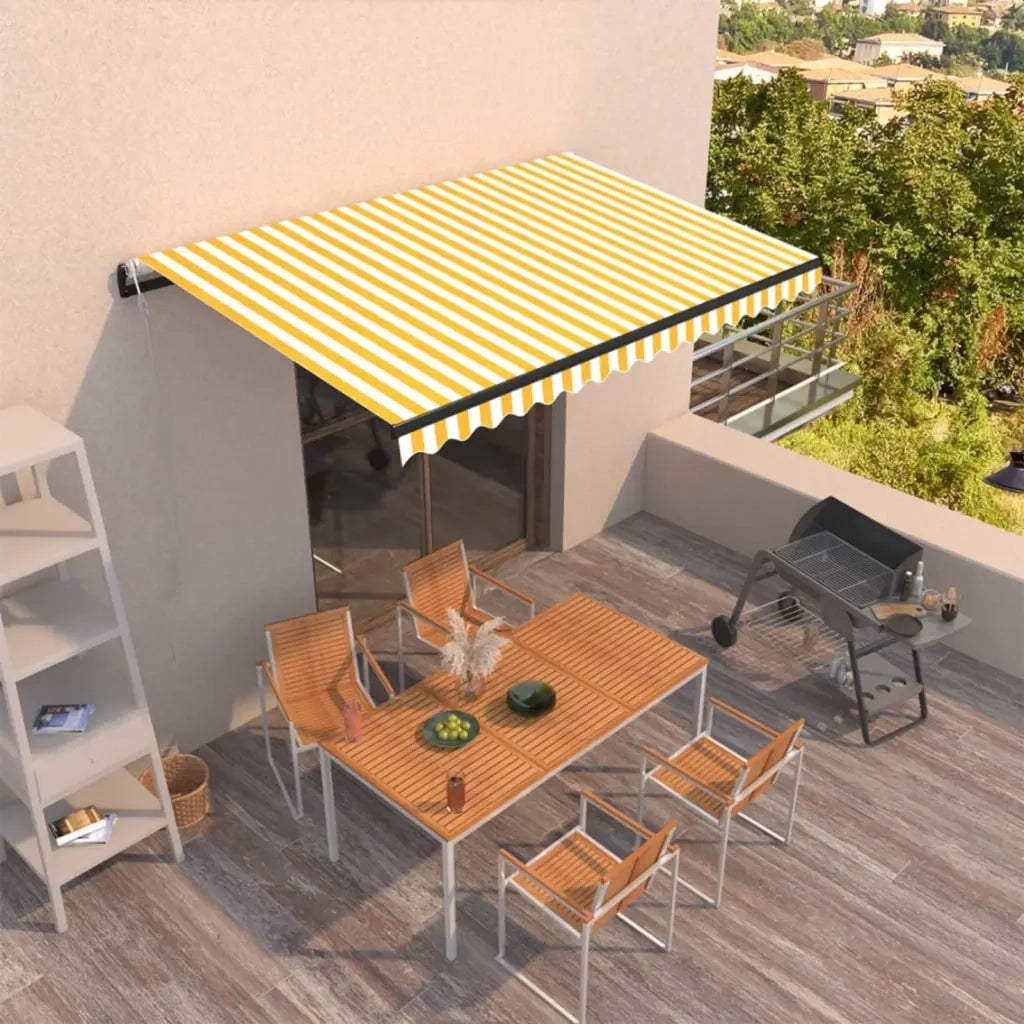 Tenda da Sole Retrattile Automatica 450x350 cm Gialla e Bianca cod mxl 34295