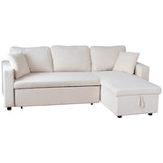 CLARKDivano letto angolare a 3 posti in velluto a coste beige