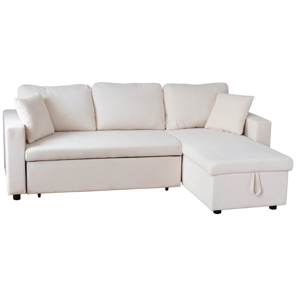 CLARKDivano letto angolare a 3 posti in velluto a coste beige