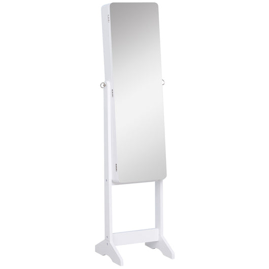 Armadio Portagioie e Trucchi con Specchio e Illuminazione LED Automatica Bianco 30x146x36 cm