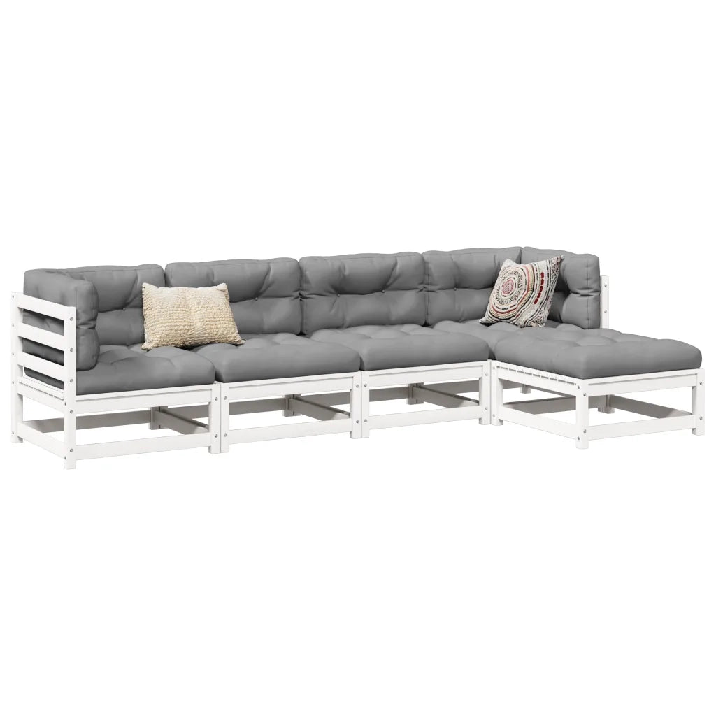 Set Salotto da Giardino 5 pz Bianco in Legno Massello di Pino 3299385
