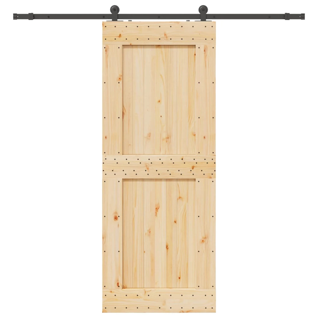 Porta scorrevole NARVIK Naturale e Nero 90 x 210 cm (213,5 cm) 3445320