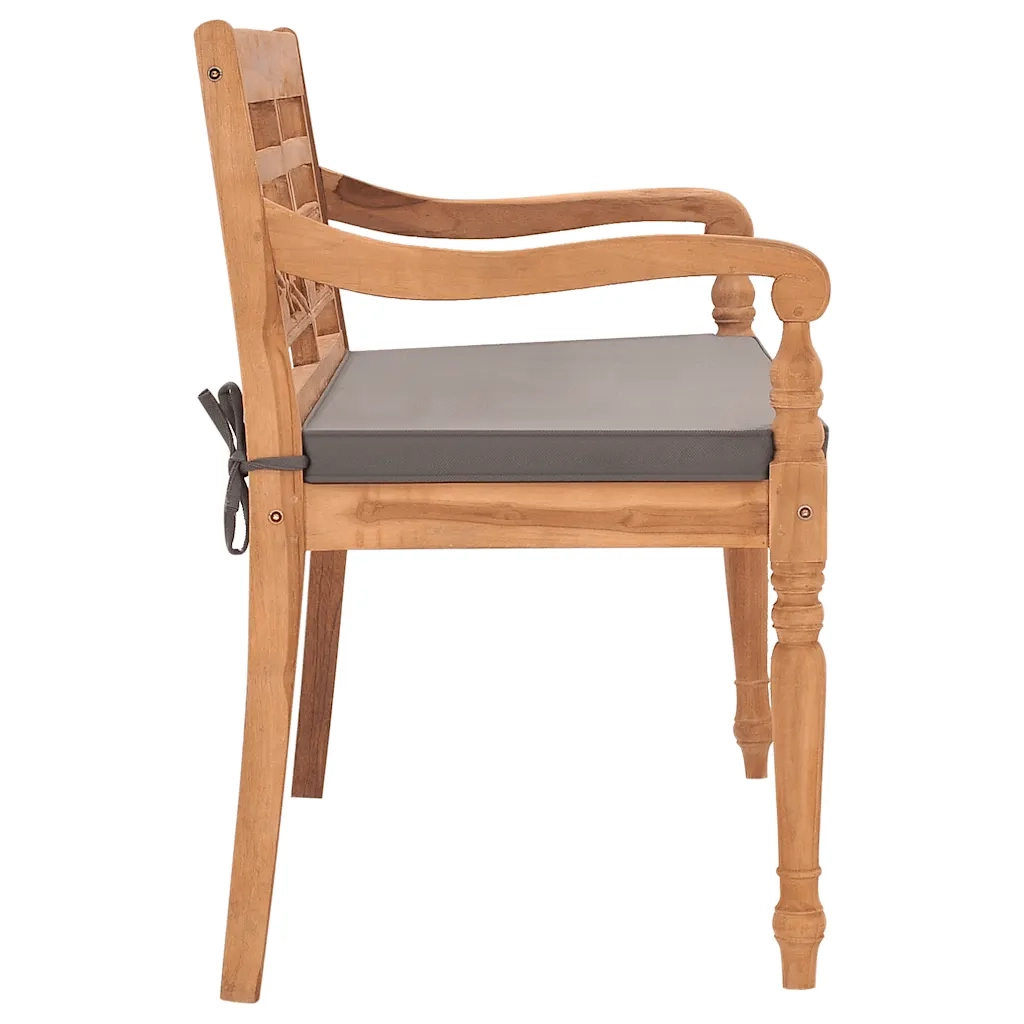 Panca Batavia con Cuscino Grigio Scuro 120 cm Massello di Teak 316030
