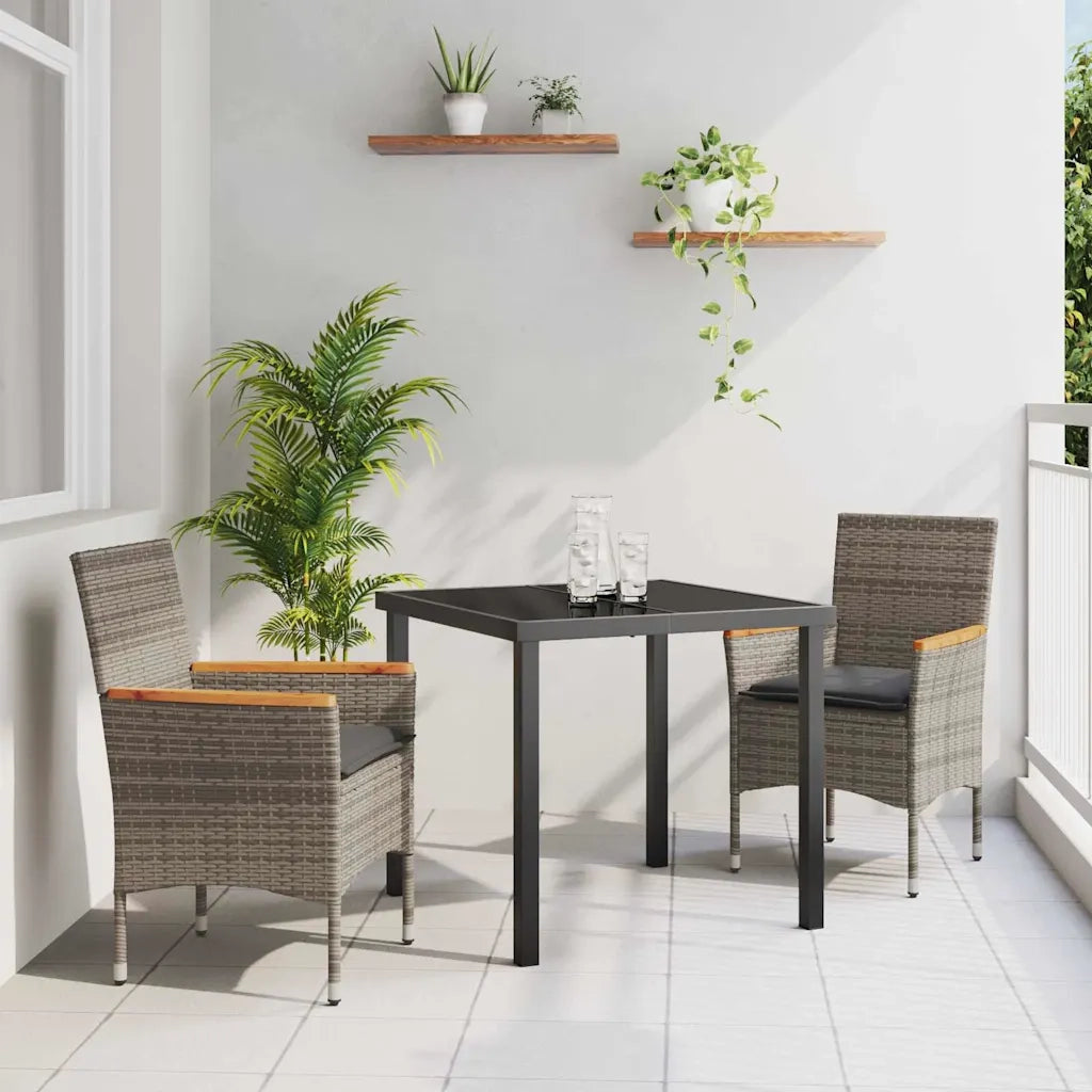 Set da Pranzo per Giardino con cuscino 3 pcs Grigio polyrattan 3379849