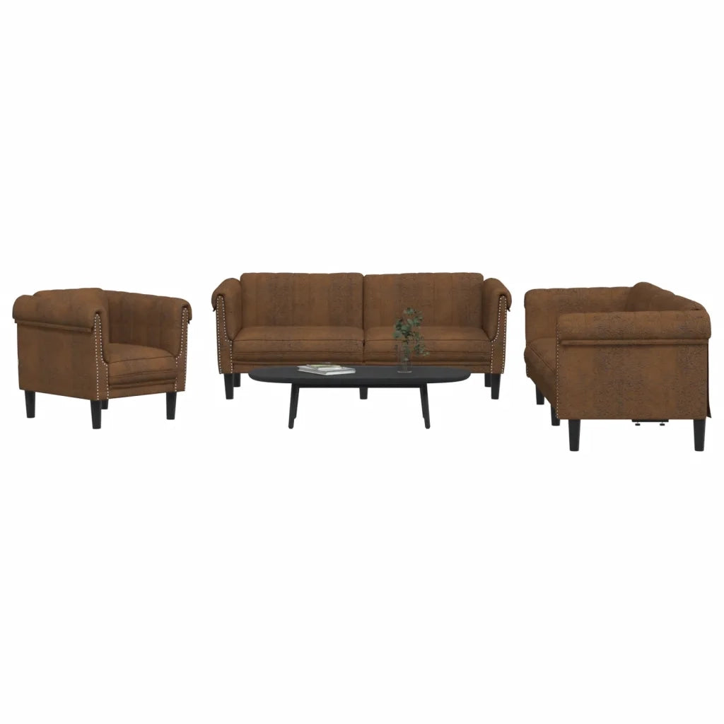 Set di Divani 3 pz Marrone in Velluto 3209218