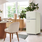 Frigorifero retrò; frigorifero a doppia porta; volume totale 72L; congelatore 21L; luce LED; efficiente energetico; bianco