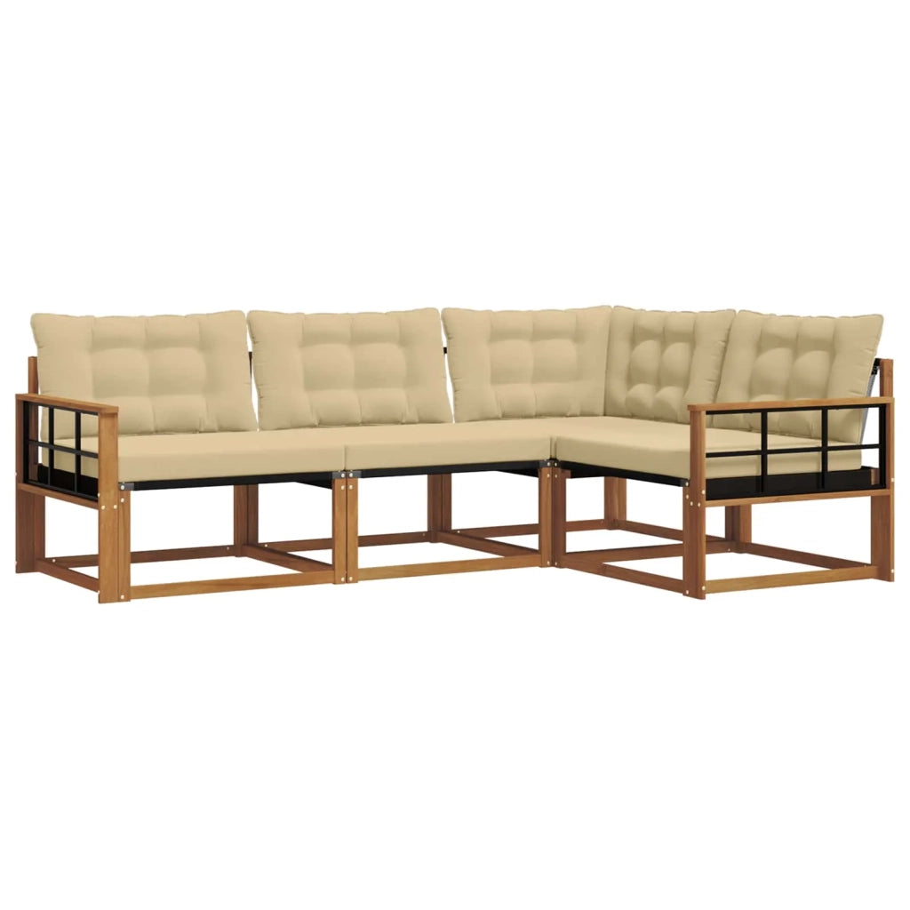 Set di divani da esterno con cuscino 4 pcs Naturale e Beige 3369416