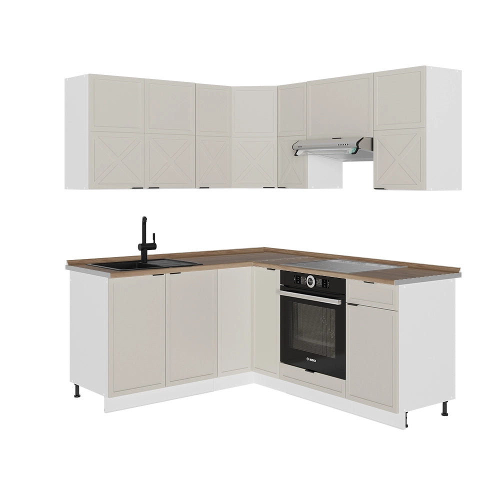 Vicco Cucina angolare completa Grigio/beige/bianco 160 x 190 cm , PL Rovere