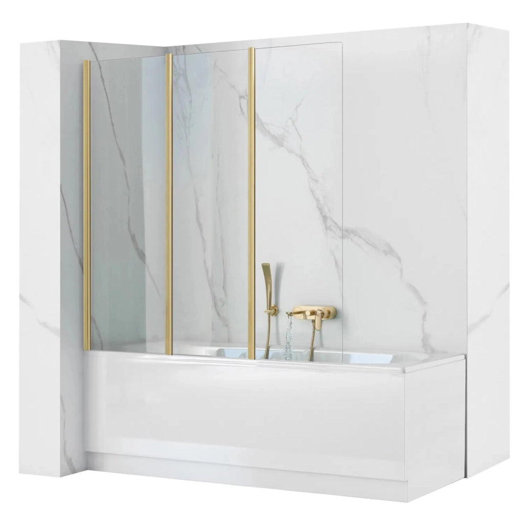 Schermo Vasca Pieghevole Rea Agat-3 120 Brush Gold