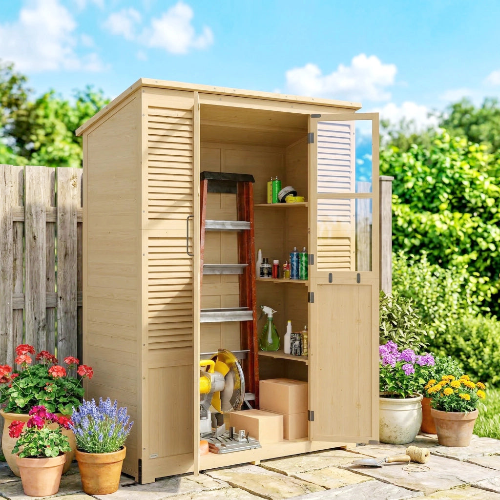 Capanno da Giardino Walk-in con Pavimento e 4 Finestre