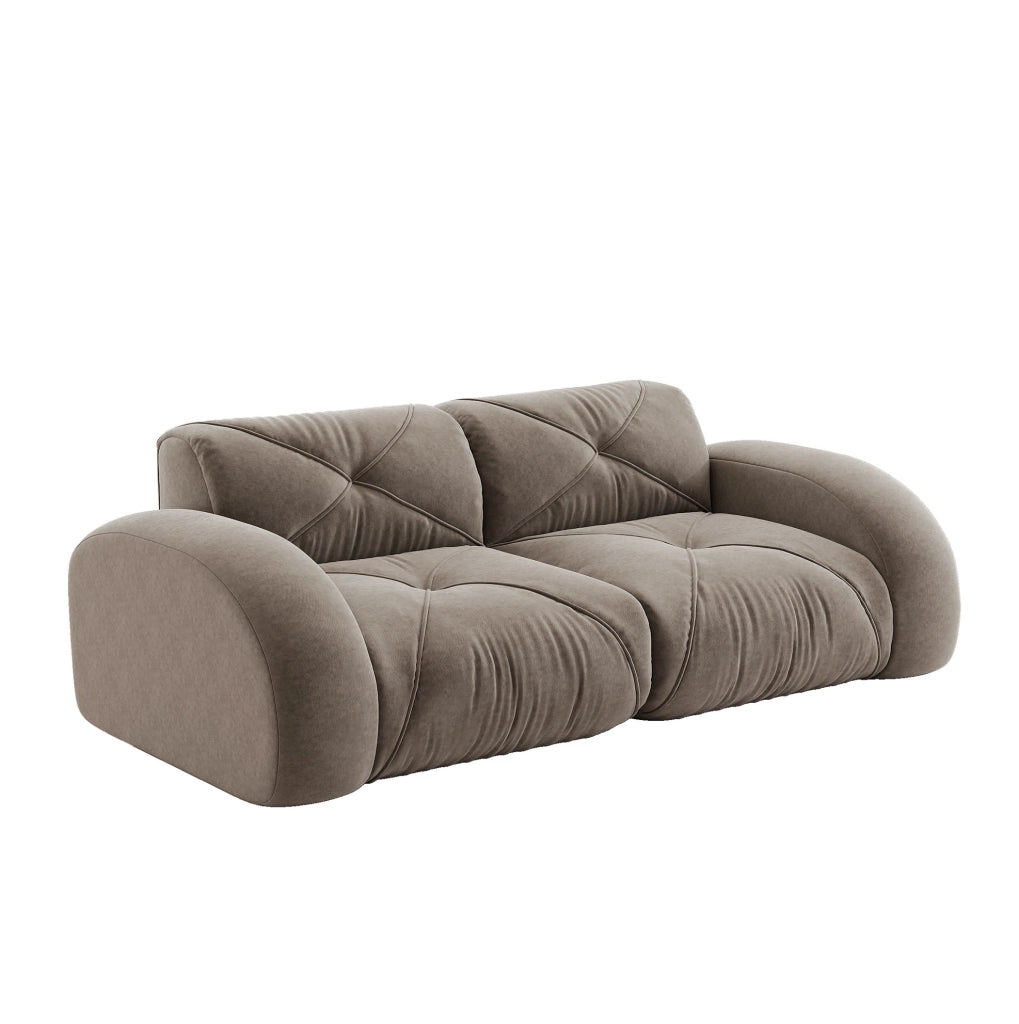 Divano modulare senza telaio 204x95x76 cm in chenille taupe con schiuma ad alta densità
