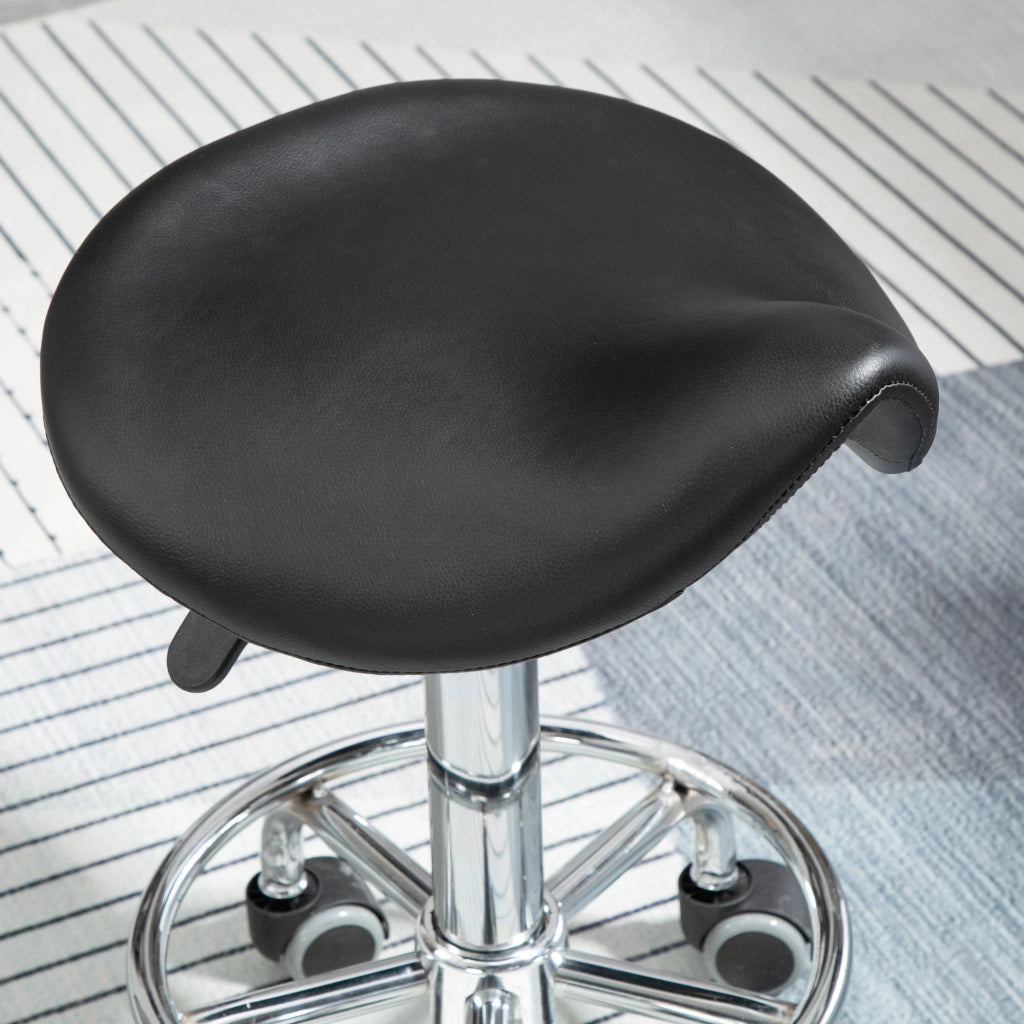 Sgabello Regolabile in Altezza con Seduta Imbottita ¨C zephmum ¨C 36.2x37.5x51-66 cm, Nero