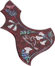 Scudo per Chitarra Classica Acustica - Disegno a Colibrì e a Forma d'Acqua - Autoadesivo - Sostituzione Resistente alle Scalfitture - 2 Mm di Diametro