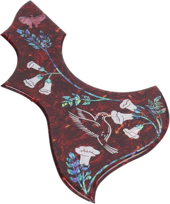 Scudo per Chitarra Classica Acustica - Disegno a Colibrì e a Forma d'Acqua - Autoadesivo - Sostituzione Resistente alle Scalfitture - 2 Mm di Diametro