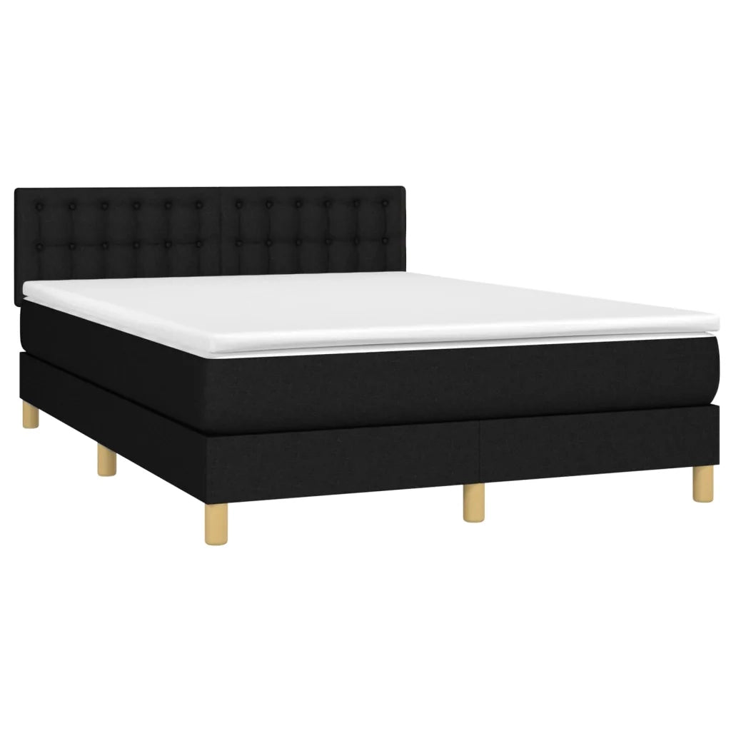 Letto a Molle con Materasso e LED Nero 140x200 cm in Tessuto 3134039