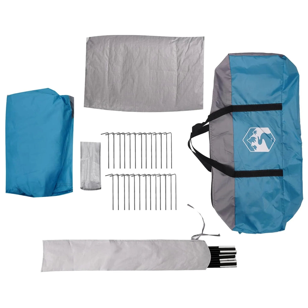 Tenda familiare con telo da pioggia resistente all'acqua Blu