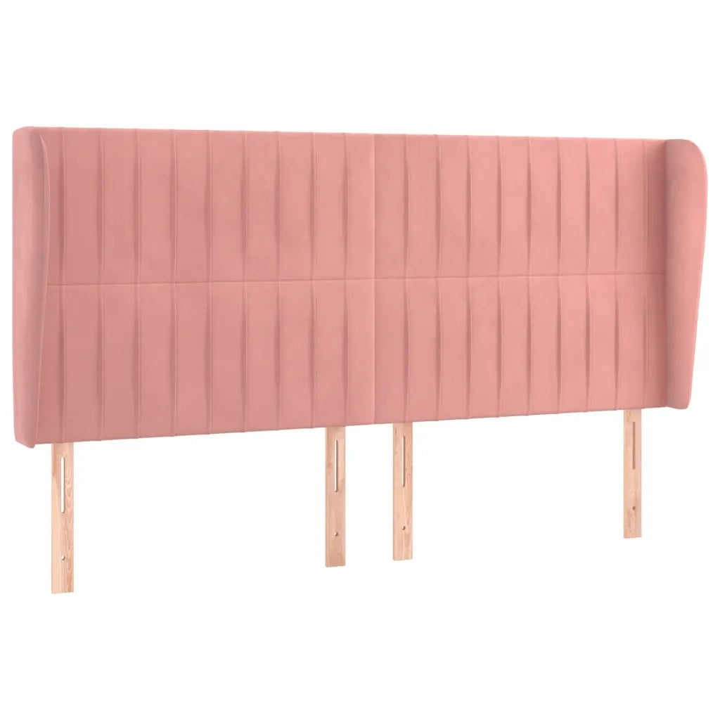 Testiera ad Orecchio-Testata con Orecchie Rosa 163x23x118/128 cm in Velluto 637769
