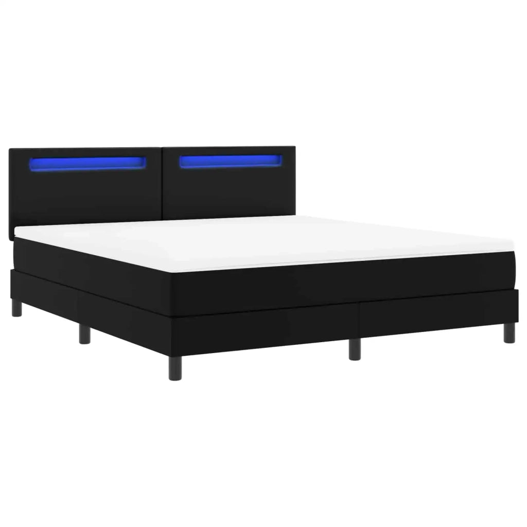 Letto a molle con strisce LED Nero 180 x 200 cm Pelle sintetica 3339060