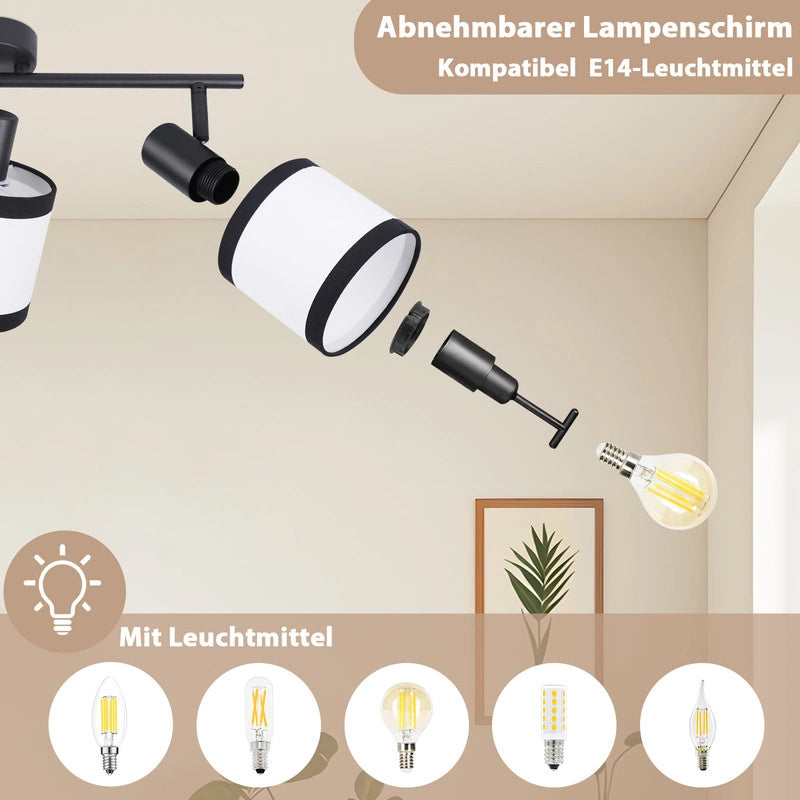 ZMH Faretto da soffitto neri 3 luci E14 orientabili 350° per cucina senza lampadina