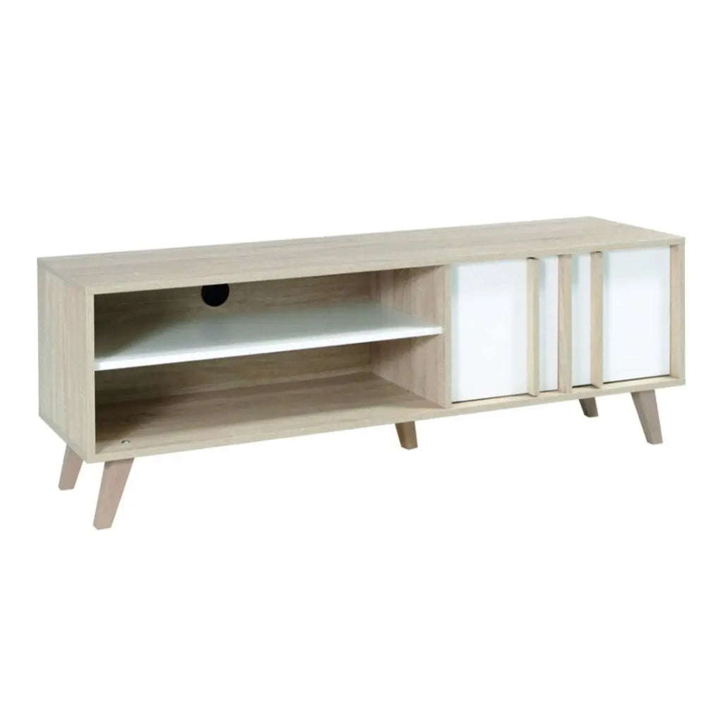 Mobile TV MALMO 150 cm colori rovere chiaro e bianco