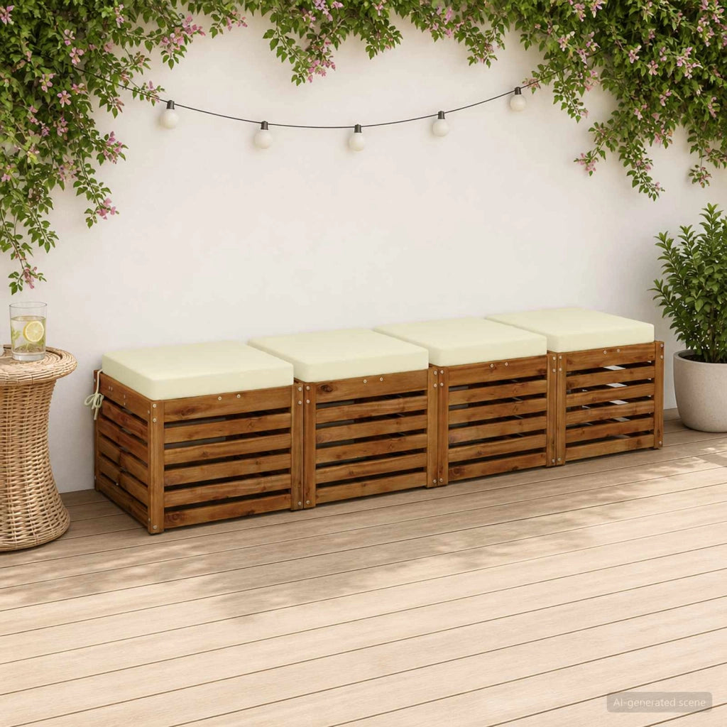 Cuscini per Sedia in 4 Pezzi SOEST 4 pz 100% Poliestere Crema 944399
