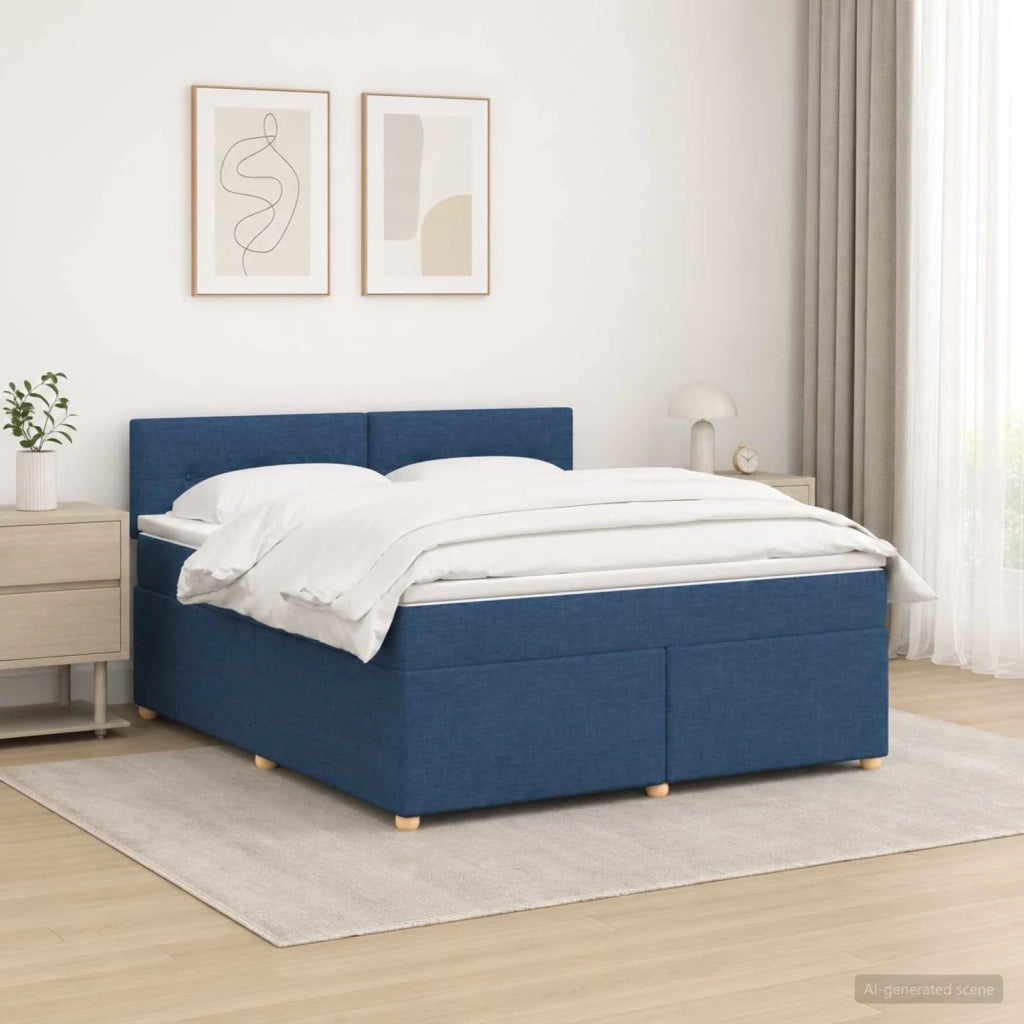 Letto box spring con materasso Blu 180 x 200 cm Tessuto 3452484