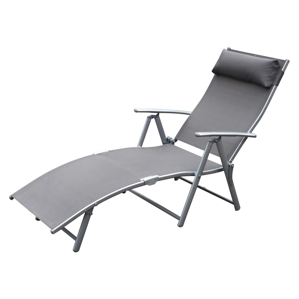 Poltrona da giardino pieghevole con schienale regolabile ¨C zephmum ¨C grigio 137x63.5x100.5 cm