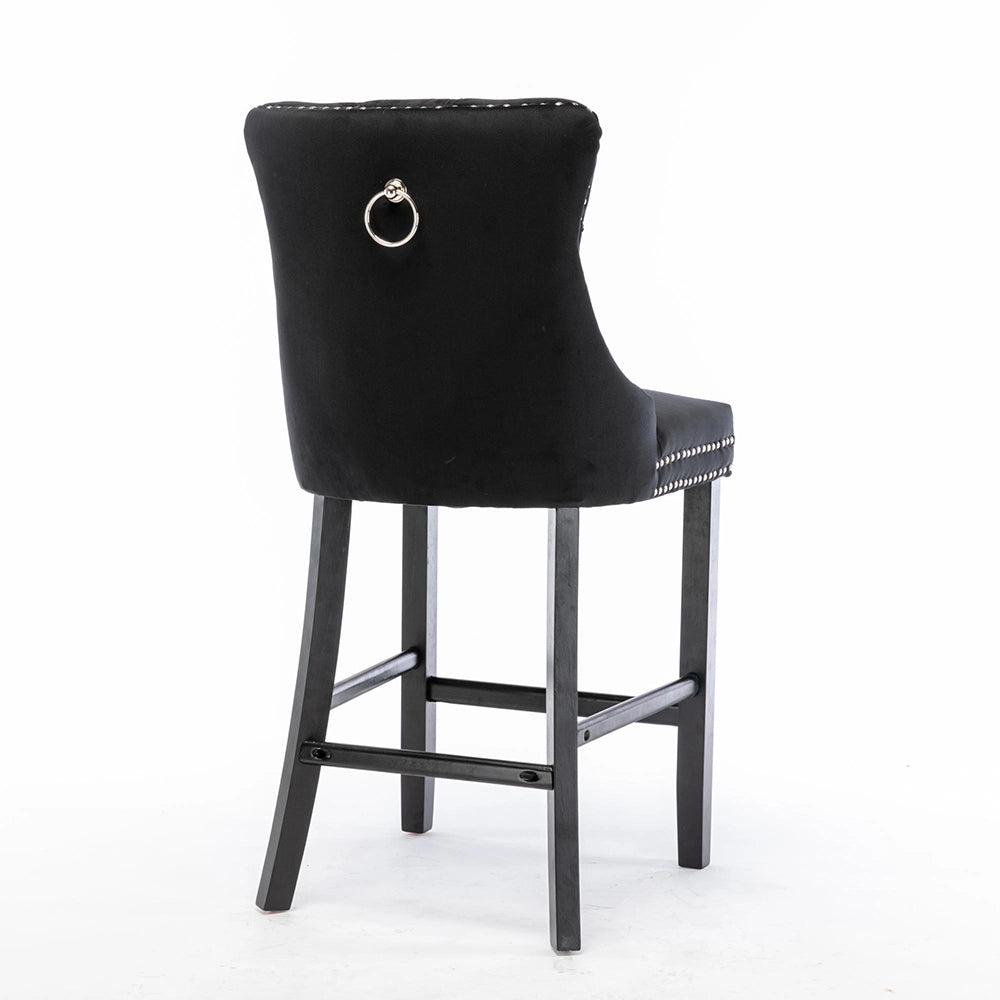 Set 2 sgabelli bar - Xylo - velluto nero gambe legno
