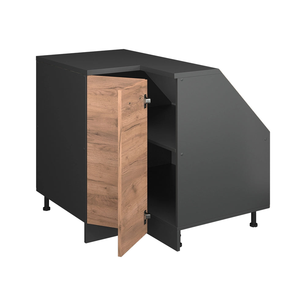 Mobile sottotetto Mobile angolare Rion Rovere dorato/Antracite 75.6 x 83.8 cm con 1 porta, carcassa dell’armadio profondità 60 cm Vicco