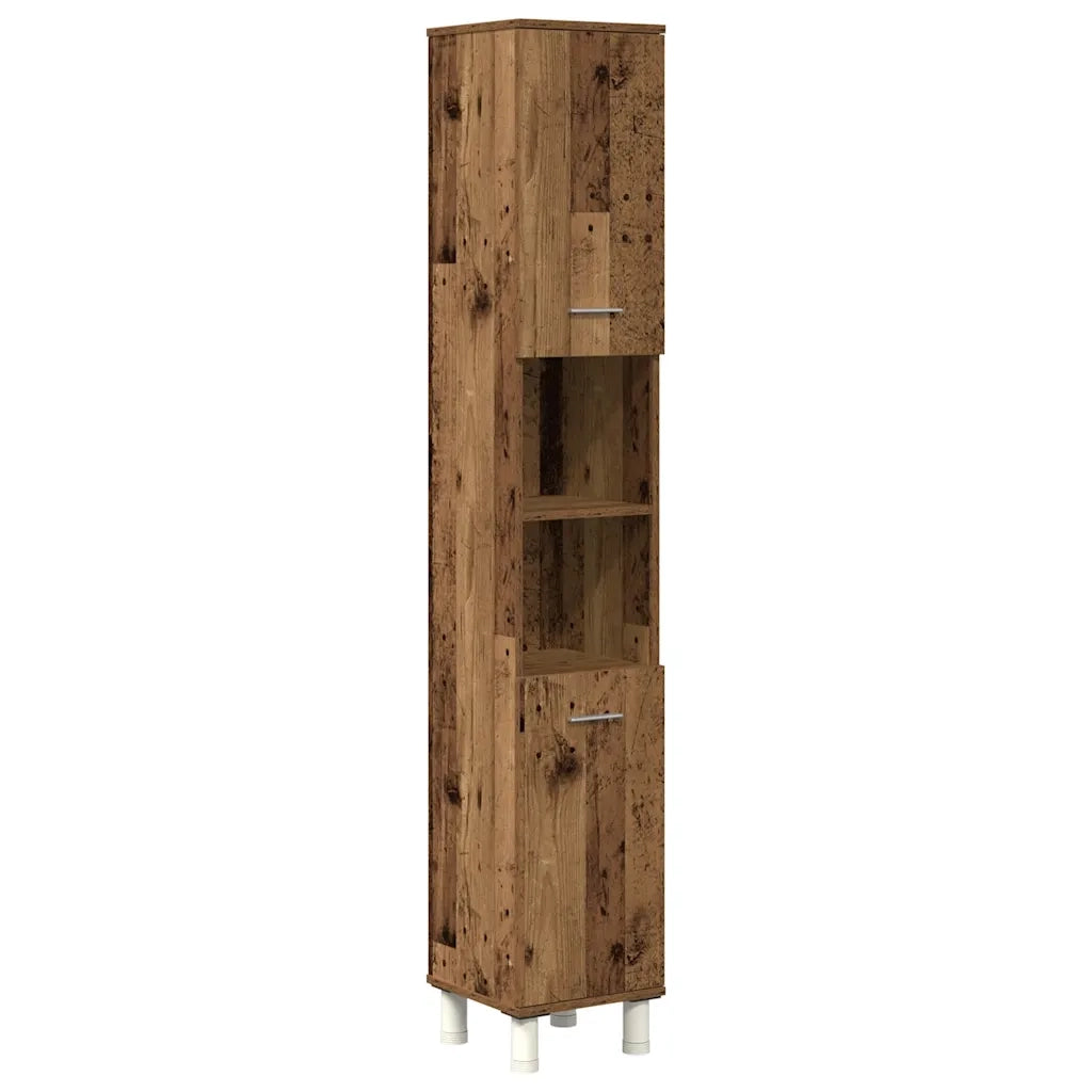 Set Mobili da Bagno 3 pz Legno Antico in Legno Multistrato