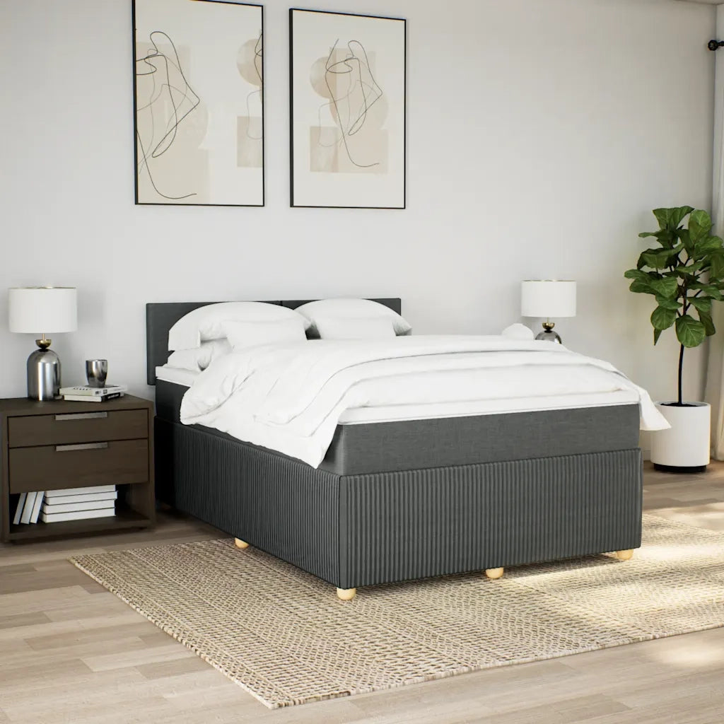 Giroletto a Molle con Materasso Grigio Scuro 140x200cm Tessuto
